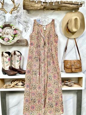 Gypsy/hippy boho duster/dress w enchanting floral southwestern vibe